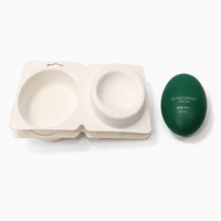 Plateau en pulpe moulée, insert en fibre végétale, logo personnalisé en relief, emballage cosmétique biodégradable en pulpe pour conteneur ovale de crème solaire