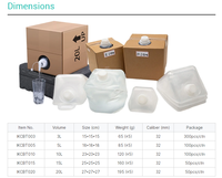 Sac d'eau souple pliable en LDPE Cubitainer avec bouchon de scellage pour bouteilles de laboratoire, formats cube 3L, 5L, 10L, 15L, 20L, pliable, fournitures de laboratoire, durée de vie 3 ans