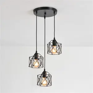 Luz Pingente Decorativa Black Iron Art Metal Nordic Vintage Pendurado Lâmpada Pingente Led Luzes Pingente