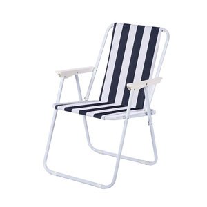 Chaise longue pliante, chaise de plage d'extérieur, chaise portable pour adulte avec tissu rayé 49x49x73 cm - Product Image 3