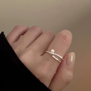 Pearl <b>Ring</b> S925 Sterling Silver Women's <b>Open</b> Index Finger Niche Design Everyday Wear - Product Image 4