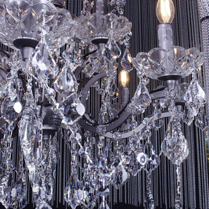 Lámpara de araña de cristal redonda con cadena de cuentas y colgante de cristal para comedor, villa, iluminación interior - Product Image 5