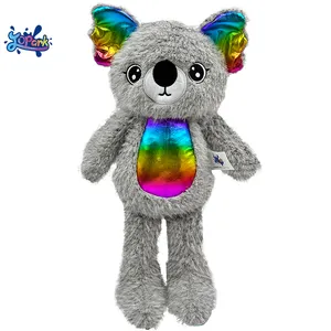 JOPARK Lovely Koala Bear Grey Stuffed Animal Brinquedo De Pelúcia Pastel Fuzzy Macio Buddies Kid Plushie Presente Com Rainbow Belly Glitter Ear