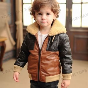 0-8Y Thick Fleece Lined Kids <strong>Jacket</strong> <strong>Leather</strong> Sleeves Toddler Boys Girls Warmthy Autumn Winter Kids <strong>Jacket</strong> - Product Image 6