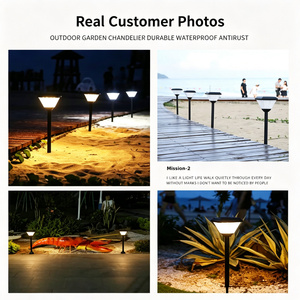 Lampadaires de jardin LED en aluminium étanches IP65, lampes de chemin circulaires intégrées pour l'extérieur, éclairage nocturne, lampadaire solaire - Product Image 6