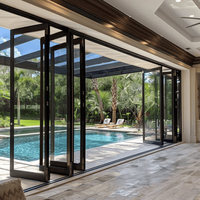Porte pliante en verre avec cadre en aluminium, grands panneaux, isolation acoustique pour salon, véranda, projet de construction de maison de luxe