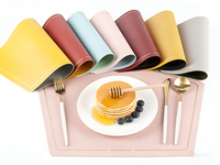 Nappe de table carrée réutilisable en cuir de luxe, moderne, résistante à l'huile, imprimée, épaisseur 4 mm, diamètre 33 cm, imperméable, vente en gros
