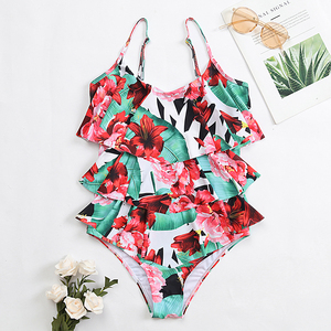 2024 New Trend Sexy Print One Piece Bikini Beachwear <strong>Bandeau</strong> Swimsuit Women Ruffle Swimwear <strong>Tankini</strong> - Product Image 3