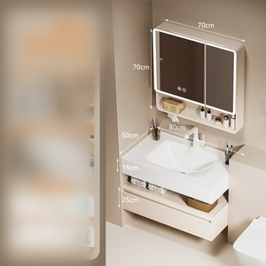 Meuble de salle de bain haut de gamme minimaliste, résistant à l'eau et à l'humidité, double couche en aluminium - Product Image 2