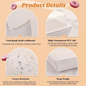 Vassoio in Carta Kraft Monouso per Alimenti con Rivestimento UV e Coperchio in Plastica Trasparente, Scatola per Confezionamento Torte e Pasticceria - Product Image 4