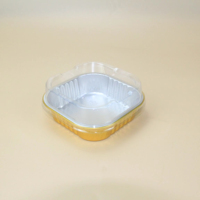 Barquettes carrées jetables en aluminium antiadhésives de qualité alimentaire avec couvercle en plastique PET, résistantes au four, pour la cuisson