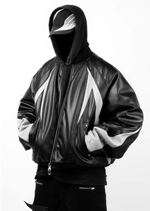 Giacca Bomber Reversibile Hip Hop Personalizzata OEM con Zip, Imbottita in Cotone, Oversize, Piumino in Pelle Impermeabile - Product Image 2