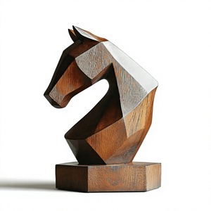 Escultura de Animales de Madera Ecológica Moderna, Arte Abstracto Geométrico, Figura de Madera Hecha a Mano, Diseño Vertical, Decoración de Mesa de Comedor - Product Image 1