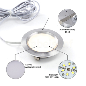 Lumière d'armoire <span class=keywords><strong>LED</strong></span> DC 12V 3W ultra-mince en aluminium avec borne de connecteur Couleur unique Blanc chaud neutre Dimmable - Product Image 2
