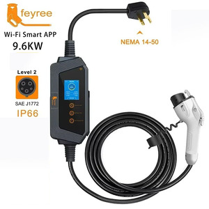 Cargador Portátil para Vehículos Eléctricos Feyree Tipo 1, 9.6kW 40A, Estaciones de Carga Monofásicas 110V, Pantalla LCD de 2.8 Pulgadas con Adaptador - Product Image 1