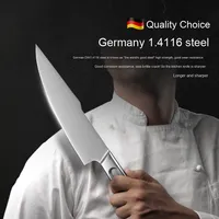 Couteau de cuisine occidental de 8 pouces le plus vendu, couteau à fruits et légumes tranchant en acier inoxydable 304 coulé en une seule pièce