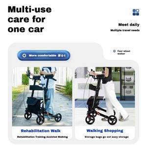 new walking rollator walker mobility aids disabled for elderly adults seniors equipment bed cane fits ki portable medical fold - Product Image 6
