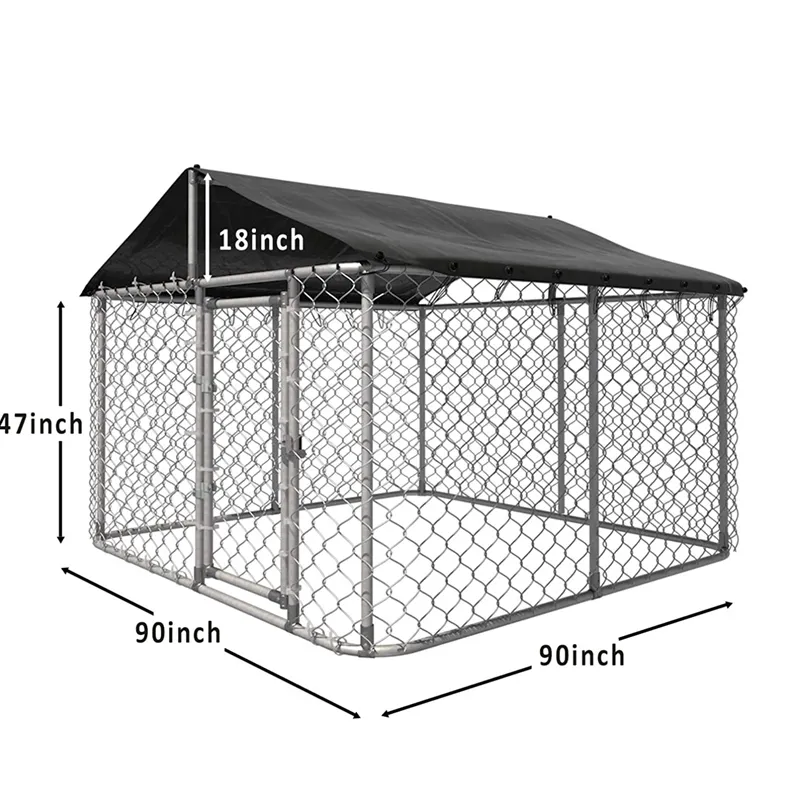 Large Dog Uptown Welded Wire Kennel Outdoor Pen Outside Exercise Crate Pet Wire Cage w/ Roof