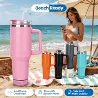 Gobelet isotherme intelligent en acier inoxydable de 40 oz pour un design moderne, idéal pour les fêtes, portable, impression musicale, gobelet droit