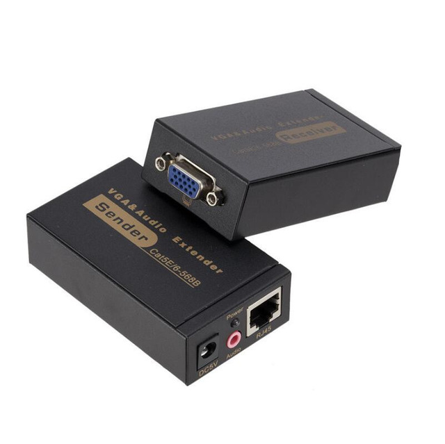 100M VGA Extender Over Ethernet Cat5e Cat6 VGA Transmitter Receiver with Audio