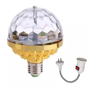 Bombilla LED giratoria automática de colores RGB, lámpara de efecto de luz de escenario, bola mágica de cristal de discoteca, Bombilla E27, lámpara de ambiente para fiesta de baile