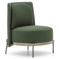 Fauteuil d'appoint de style classique italien moderne pour hôtel, en acier inoxydable, tissu et cuir, pour salon intérieur/extérieur