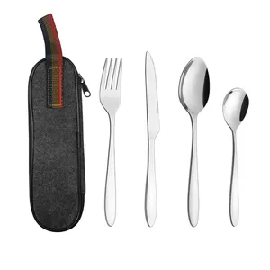 Conjunto de utensílios de acampamento, kit de facas portátil com garfo, colher, hashi, utensílios de viagem, com estojo de armazenamento