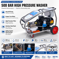 Nettoyeur haute pression électrique 500 bars, machine de nettoyage industrielle avec pompe AR italienne, 22 kW, nettoyeur à jet d'eau robuste