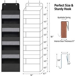 Over the Door <b>Storage</b> Organizer With 5 Large Pockets <b>Collapsible</b> Door Hanging Organizers and <b>Storage</b> for Cosmetics Toys Sundries - Product Image 2