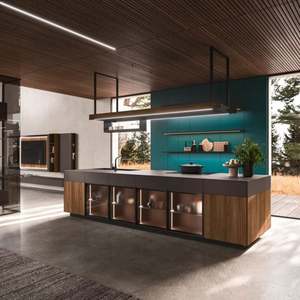 Encimera de Cocina Estilo Isla Moderna y Minimalista con Certificación de Calidad, Mueble de Cocina Estilo Isla, Estilo Abierto con Línea de Luz - Product Image 2
