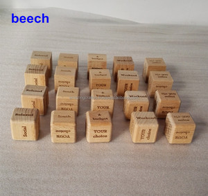 Cube en bois naturel massif inachevé bricolage décoration de la maison blocs de bois coins arrondis alphabet carré pour mariage Art déco - Product Image 3