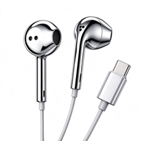 Écouteurs filaires Type C en métal chromé argenté et or, intra-auriculaires