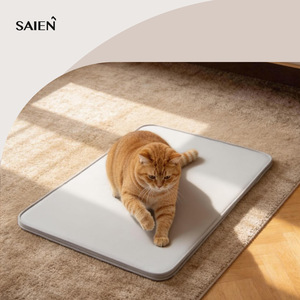 SAIEN Alfombra de Gel Refrigerante para Mascotas, Rectangular, Gris Claro, Antideslizante, Fácil de Limpiar, para Gatos - Product Image 1
