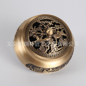 Brûleur d'encens artisanal Tongpu en cuivre pur, grand modèle sculpté avec motif « Pieuvre sur fleur de prunier », brûleur d'encens domestique - Product Image 4