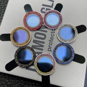 Bling Diamond Camera Lens Protector per <span class=keywords><strong>iPhone</strong></span> <span class=keywords><strong>11</strong></span> 12 13 Mini <span class=keywords><strong>Pro</strong></span> <span class=keywords><strong>Max</strong></span> anello metallico copriobiettivo in vetro temperato - Product Image 1