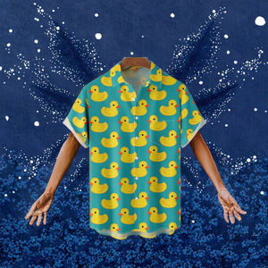 เสื้อฮาวายพิมพ์ลายเป็ดสีเขียวเข้มใหม่จาก RNSHANGER เสื้อเชิ้ตแขนสั้นแบบลำลอง ระบายอากาศได้ดี เหมาะสำหรับฤดูร้อน สำหรับผู้ชายและผู้หญิง - Product Image 2