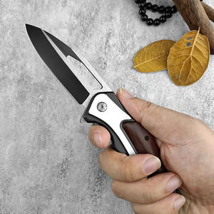 سكين جيب قابل للطي محمول للصيد والتخييم مصنوع من فولاذ 5Cr13Mov وفولاذ 420 مع مقبض خشبي ملون - Product Image 5