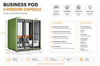 Cabine de bureau insonorisée pour 4 personnes - Cabine de travail acoustique privée pour la musique et l'enregistrement | Espace calme pour la visioconférence