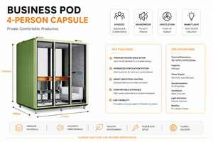 Cabine de <span class=keywords><strong>bureau</strong></span> insonorisée pour 4 personnes - Cabine de travail acoustique privée pour la <span class=keywords><strong>musique</strong></span> et l'enregistrement | Espace calme pour la visioconférence - Product Image 2