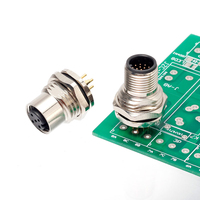 Conector Recto M12 para Aviación IP67, Macho y Hembra, Montaje Trasero, Conector de PCB M12, Código A B C D, 2 3 4 5 6 8 12 17 Pines