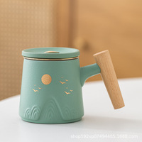 Taza de Cerámica con Logotipo Personalizado para Regalo de Empleados, con Tapa e Infusor de Té, Taza de Café, Regalos Corporativos Promocionales, Proveedor OEM al por Mayor