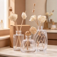 Bouteille en verre vide personnalisée pour diffuseur à bâtonnets avec bouchon et bâtonnets, bouteille en verre ronde pour diffuseur d'arômes