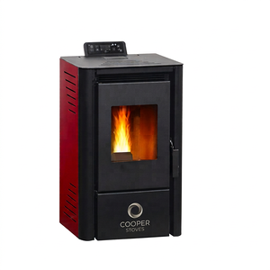 Poêle à granulés de bois moderne autoportant 8KW en acier avec télécommande pour chauffage intérieur de salon - Product Image 1
