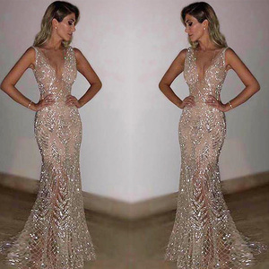 Nouvelle <span class=keywords><strong>robe</strong></span> de soirée Toast Dress <span class=keywords><strong>Wish</strong></span> sexy sans manches, <span class=keywords><strong>robe</strong></span> longue à sequins, décolleté plongeant - Product Image 2
