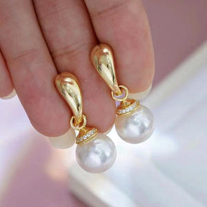 Accessoires en perles DIY 2018, plateau vide en argent S925 pour boucles d'oreilles avec perles rondes de 9 à 15 mm, bijoux en argent tendance, boucle d'oreille - Product Image 1