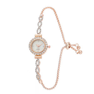 Reloj de regalo para mujer, reloj redondo de cuarzo con esfera pequeña y reloj de pulsera ajustable con diamantes - Product Image 2