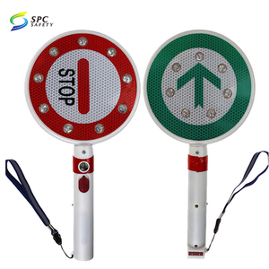 Control de tráfico Protector de cruce Señalización de seguridad de parada de mano recargable <span class=keywords><strong>Led</strong></span> amarillo paleta lenta Luz de señal de tráfico de mano - Product Image 4