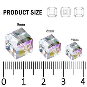 4/6/8mm AB Crystal Cube Beads Premium Glass <b>Spacer</b> Beads for DIY Necklace Bracelet Making Sparkling Handmade Craft Accessories - Product Image 2