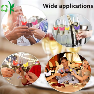 OKSILICONE Mini marqueur en silicone papillon avec ventouse pour gobelet marqueurs de boisson étiquettes verre fête <span class=keywords><strong>vin</strong></span> breloques marqueur universel - Product Image 6