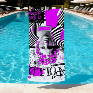 Toalla de Playa Grande con Líneas Artísticas Futuristas, Suave y Cómoda, Ligera y Fácil de Transportar, Personalizable - Product Image 2